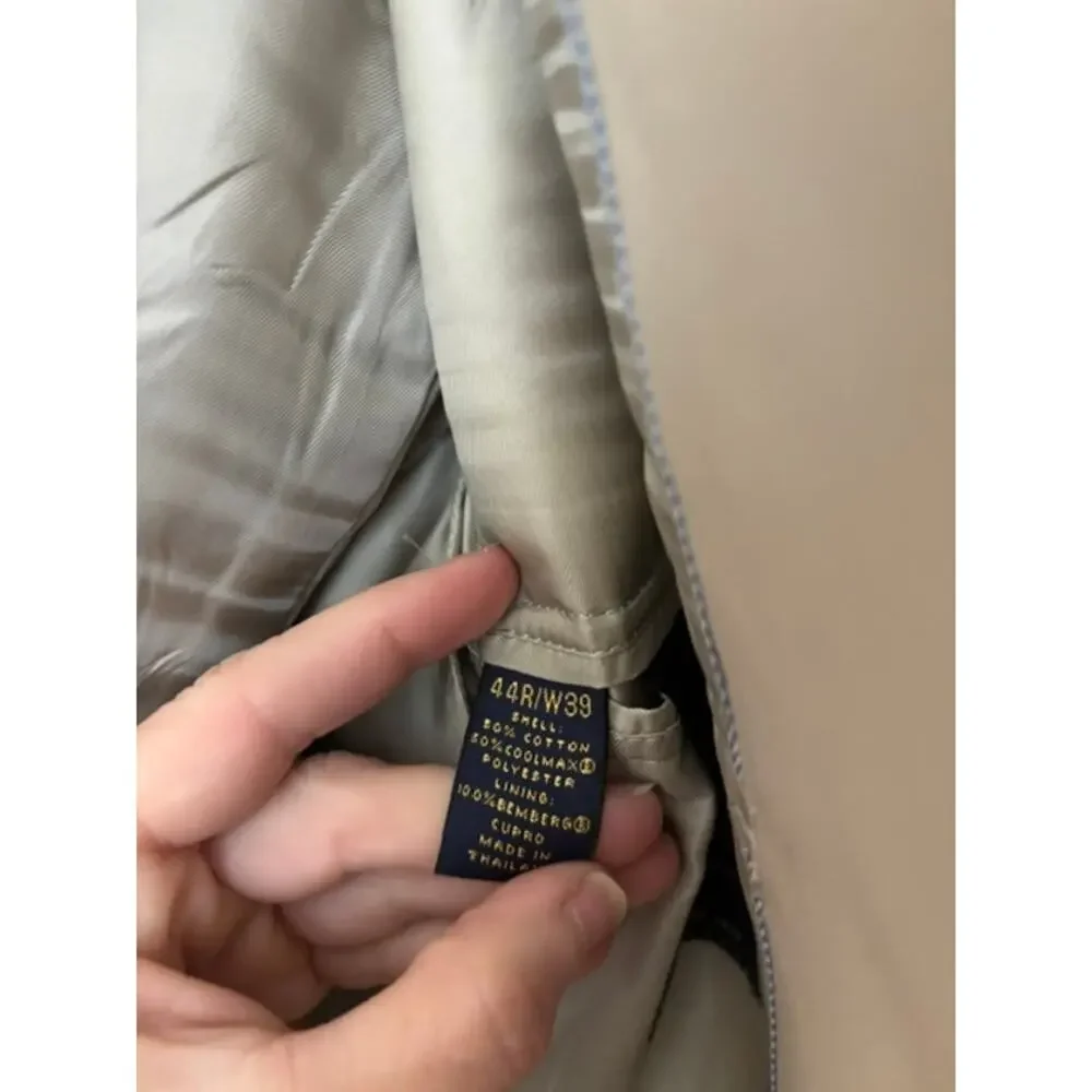 Brooks Brothers Brookscool Poplin Blazer Sport Coat Cotton Coolmax Tan 44R
